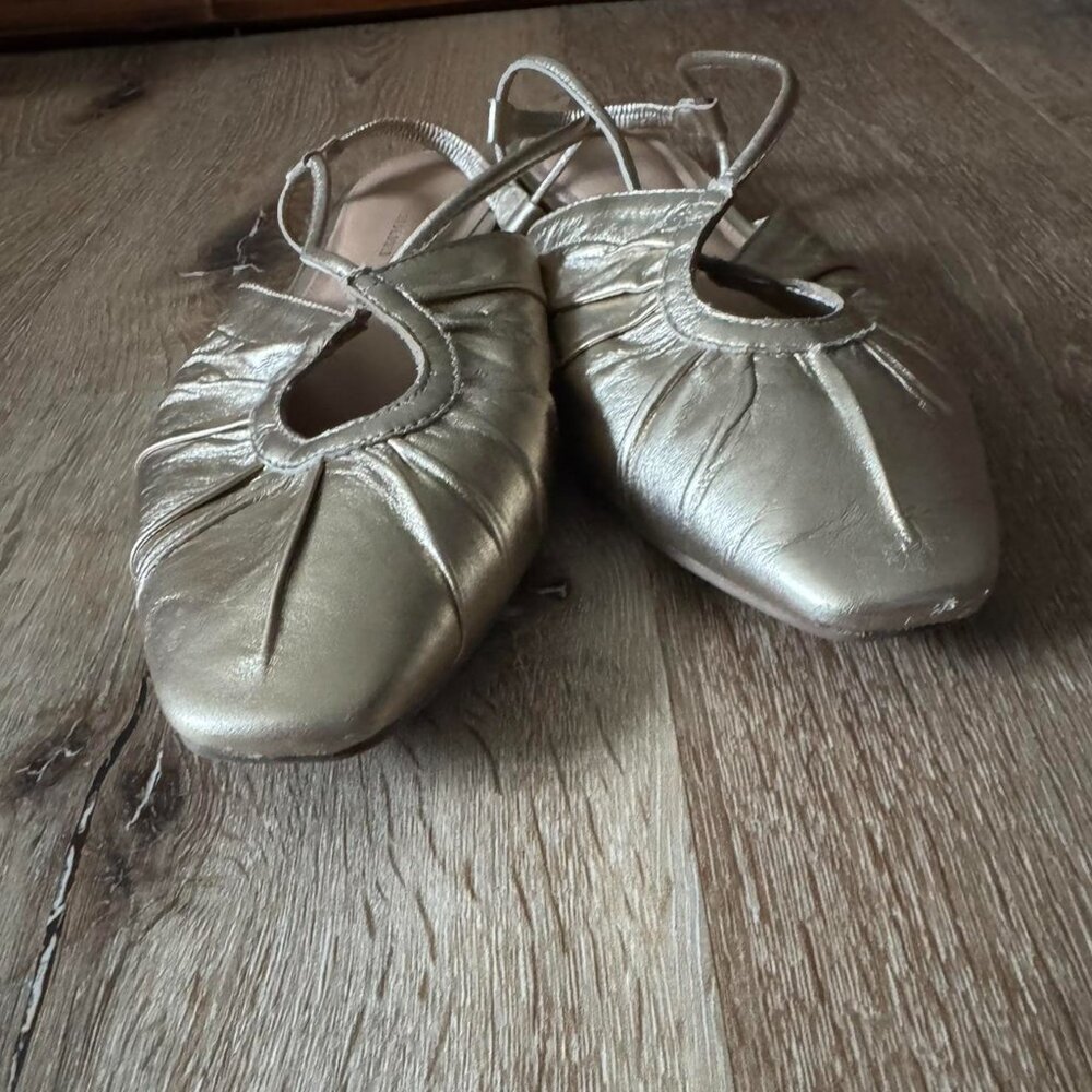 Anthropologie‎ Gold Leather Strappy Flat Sandals size women’s 9 or EU 40 - Picture 3 of 8